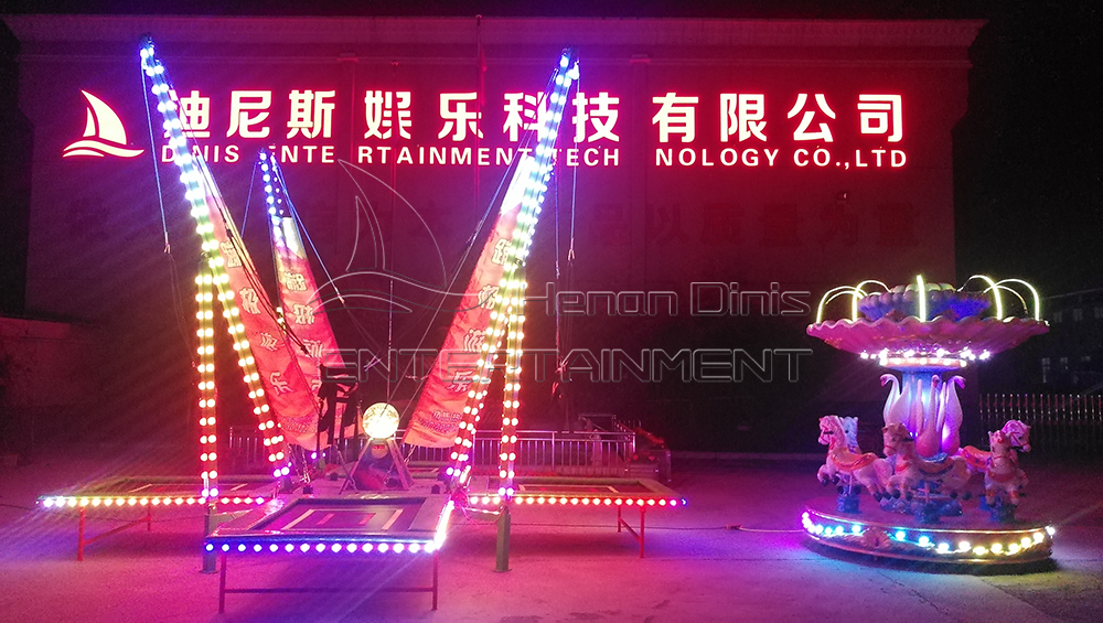 colorful lighted bungee trampoline